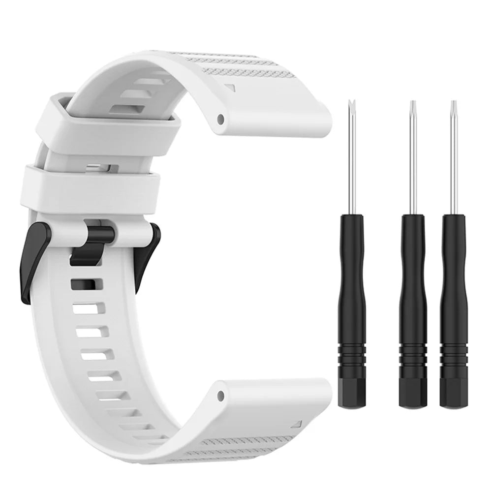 For Garmin Forerunner 955 / Forerunner 945 / Forerunner 935 / Descent G1 Silicone Replacement Band 22mm Sports Strap Wristband with Screwdrivers - White - 6
