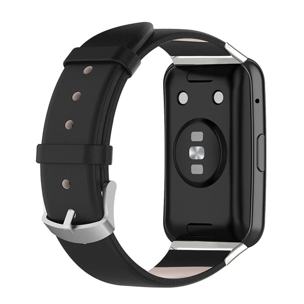 For Huawei Watch Fit 2 Leather Watch Strap Quick Release Wrist Band Sports Watch Watchband Replacement - Black - 2