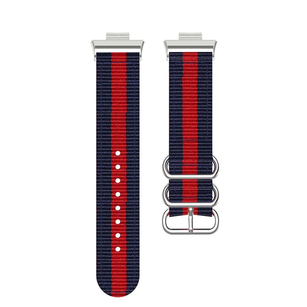 For Huawei Watch Fit 2 Nylon Quick Release Watch Band Stainless Steel Rings Buckle Canvas Replacement Strap - Blue / Red / Blue - 7