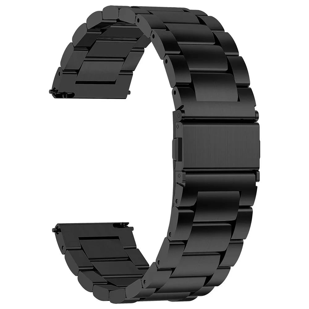 JLT For GarminMove 3S / Garmin Vivomove 3S / Active S Watch Band Replacement 18mm Three Beads Stainless Steel Wrist Strap - Black - 1