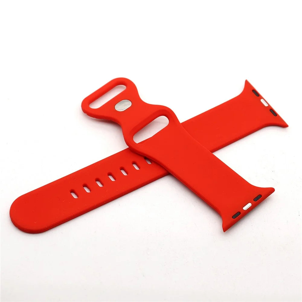 For Apple Watch Ultra 3 2 1 49mm / Series 11 10 46mm / 9 8 7 45mm / SE3 SE2 SE 6 5 4 44mm / 3 2 1 42mm Silicone Watch Strap Woven Texture Adjustable Wristband Replacement - Red - 3