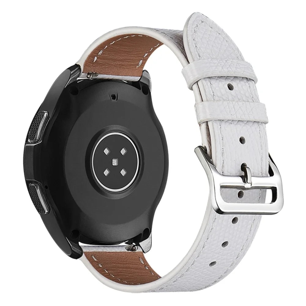 XIAOMI YOUPIN for Haylou LS02 / RS4 Plus LS11 20mm Watch Bands Replacement Strap Textured Genuine Leather Adjustable Wrist Strap - White - 1