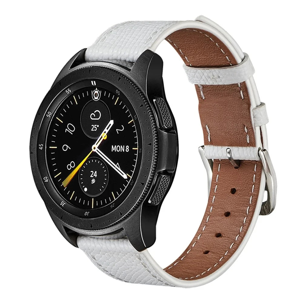 XIAOMI YOUPIN for Haylou LS02 / RS4 Plus LS11 20mm Watch Bands Replacement Strap Textured Genuine Leather Adjustable Wrist Strap - White - 2