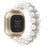 For Fitbit Versa 3 / Sense Two Rows Rhinestone Pearl Bracelet Wrist Strap Replacement Smart Watch Band - White - 1