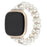 For Fitbit Versa 3 / Sense Two Rows Rhinestone Pearl Bracelet Wrist Strap Replacement Smart Watch Band - White - 2