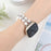 For Fitbit Versa 3 / Sense Two Rows Rhinestone Pearl Bracelet Wrist Strap Replacement Smart Watch Band - White - 4