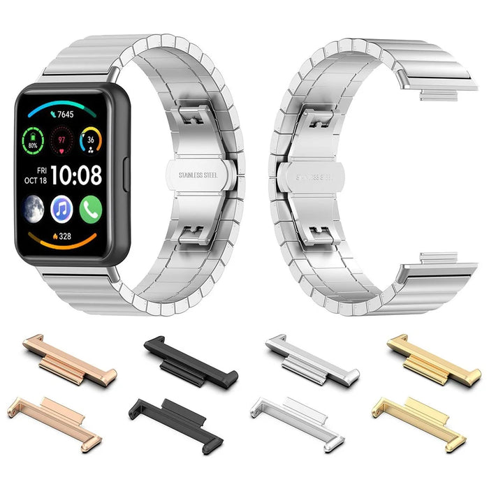 1 Pair Watch Adapter for Huawei Watch Fit 2, Metal Connector Watch Band Accessory - Black - 4
