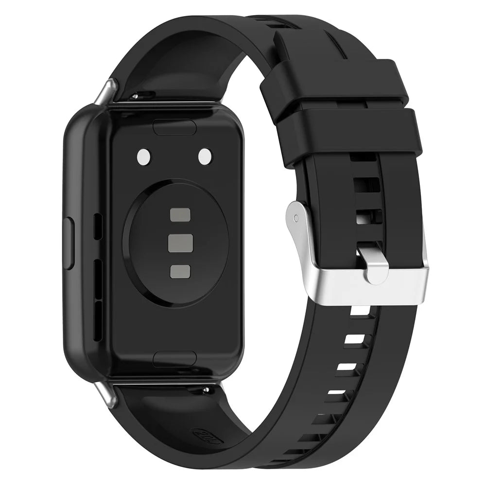For Huawei Watch Fit 2 Quick Release Watch Strap Silicone Wrist Band Sports Watch 20mm Watchband with Buckle - Black - 1