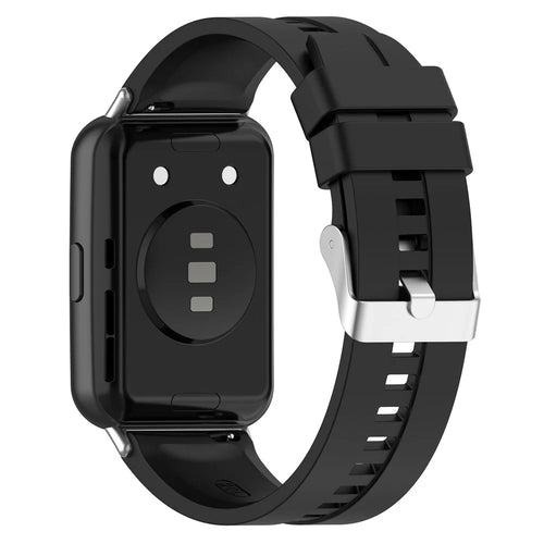 For Huawei Watch Fit 2 Quick Release Watch Strap Silicone Wrist Band Sports Watch 20mm Watchband with Buckle - Black - 1