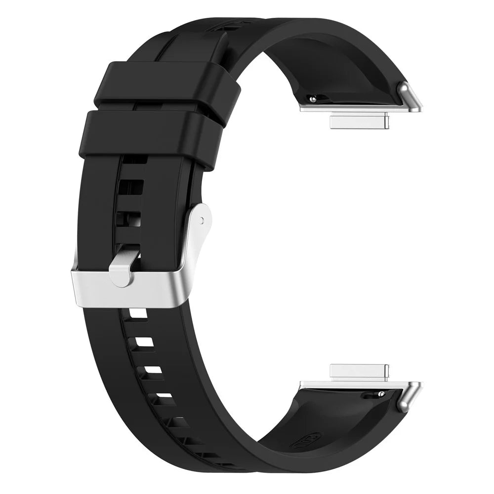 For Huawei Watch Fit 2 Quick Release Watch Strap Silicone Wrist Band Sports Watch 20mm Watchband with Buckle - Black - 3
