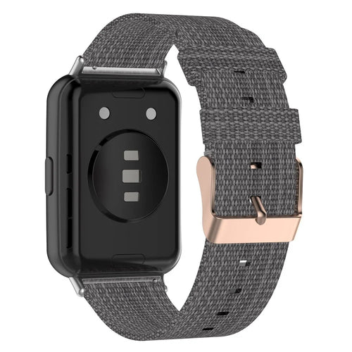 For Huawei Watch Fit 2 Watch Strap with Buckle Nylon Wrist Band Sports Watch 20mm Quick Release Watchband - Dark Grey - 1