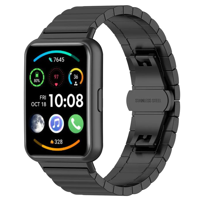 For Huawei Watch Fit 2 Smart Watch Band Buckle Design Metal Wrist Strap Replacement - Black - 2