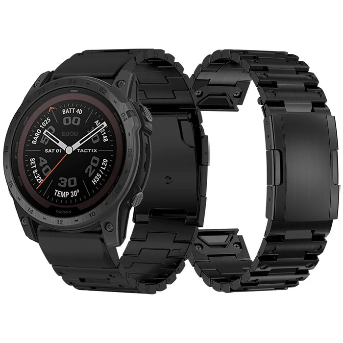 For Garmin Fenix 7X / 7X Solar / Enduro / Coros Vertix 2 Quick Release Watch Strap Stainless Steel Watch Band 26mm Replacement Strap - Black - 3