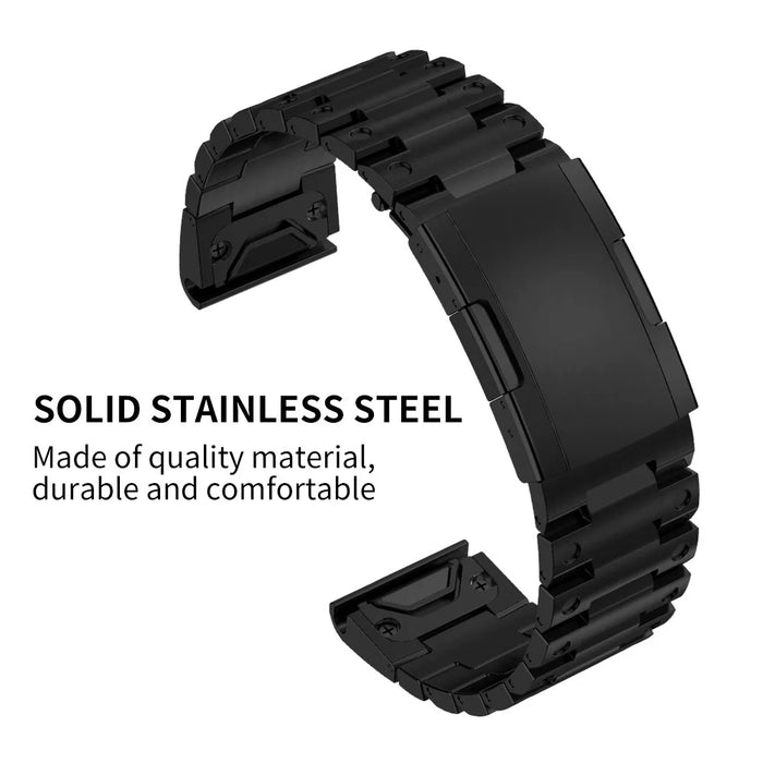 For Garmin Fenix 7X / 7X Solar / Enduro / Coros Vertix 2 Quick Release Watch Strap Stainless Steel Watch Band 26mm Replacement Strap - Black - 6