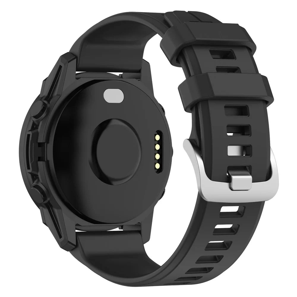 For Garmin Fenix 7 / Instinct 2 / Fenix 5 / Forerunner 935 / 945 Watch Strap Silicone Wrist Band Sports Watch 22mm Watchband with Buckle - Black - 1