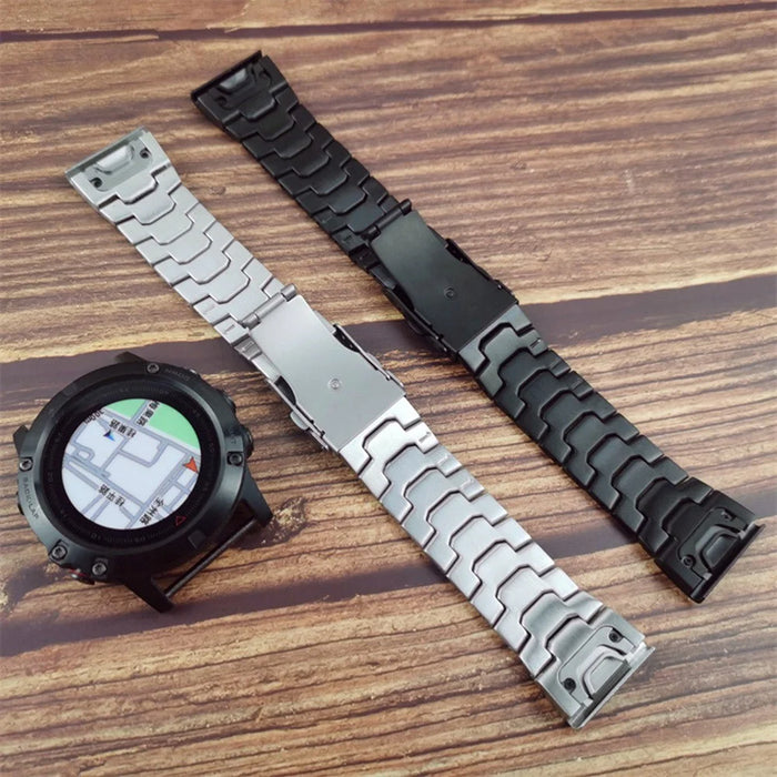 For Garmin Tactix 7 Pro / Fenix 7X / 6X Pro 26mm Smart Watch Band Metal Replacement Wrist Strap with Buckle - Silver - 5
