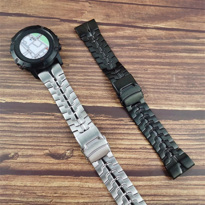 For Garmin Tactix 7 Pro / Fenix 7X / 6X Pro 26mm Smart Watch Band Metal Replacement Wrist Strap with Buckle - Silver - 6