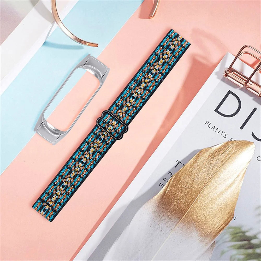 For Xiaomi Mi Band 3 / 4 Nylon Braided Watch Strap Replacement Adjustable Elastic Wrist Band - Style 4 - 4