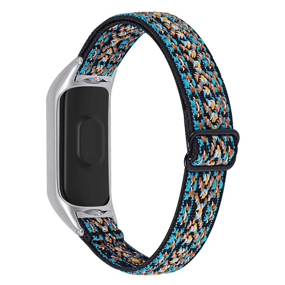 For Xiaomi Mi Band 5 / 6 Elastic Watch Band Nylon Braided Adjustable Wrist Strap Replacement - Style 4 - 1