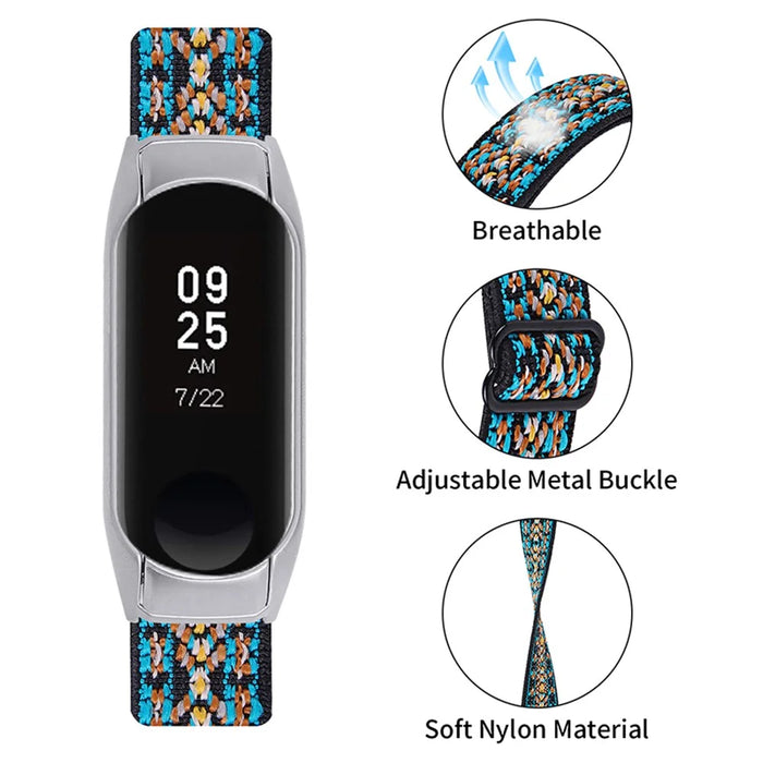 For Xiaomi Mi Band 7 Replacement Watch Strap Nylon Braided Elastic Adjustable Loop Wrist Band - Style 4 - 3