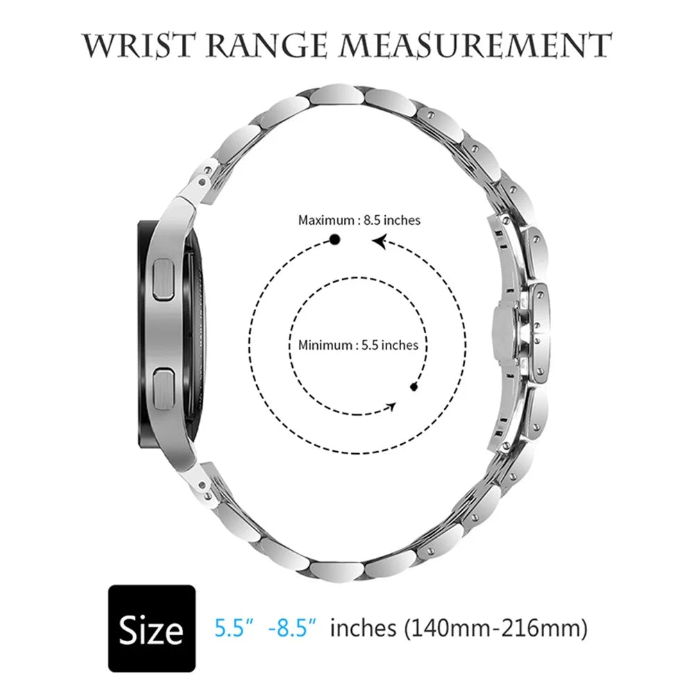 For Samsung Galaxy Watch4 Active 40mm / 44mm / Watch4 Classic 42mm / 46mm Stainless Steel Watch Strap 7 Beads Replacement Band - Silver - 4