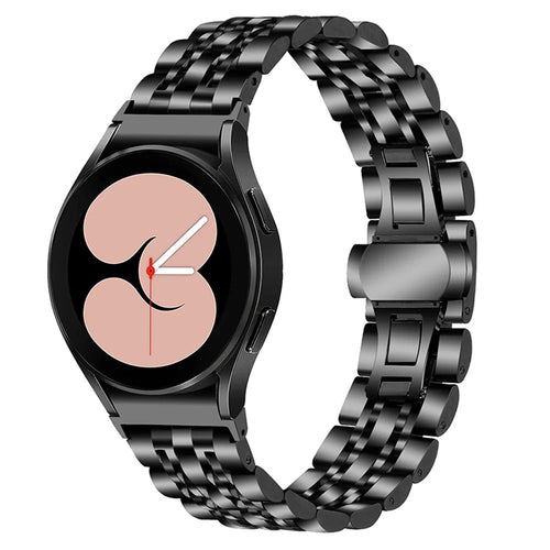 For Samsung Galaxy Watch4 Active 40mm / 44mm  /  Watch4 Classic 42mm / 46mm Stainless Steel Replacement Band 7 Beads Watch Bracelet Strap - Black - 1