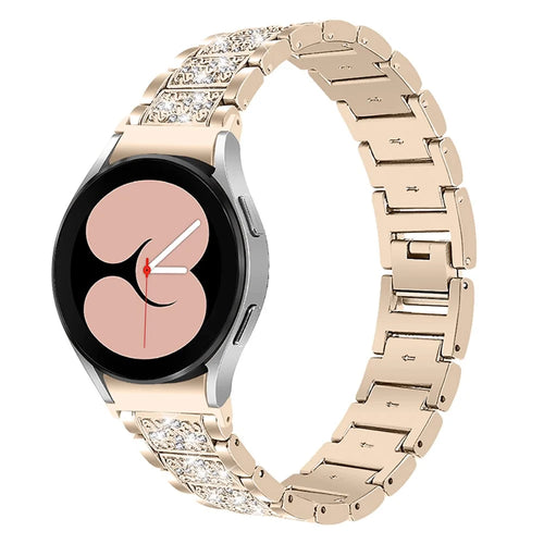For Samsung Galaxy Watch4 Active 40mm / 44mm / Watch4 Classic 42mm / 46mm Watch Strap Bling Rhinestone Stainless Steel Replacement Watch Wrist Band - Gold - 1