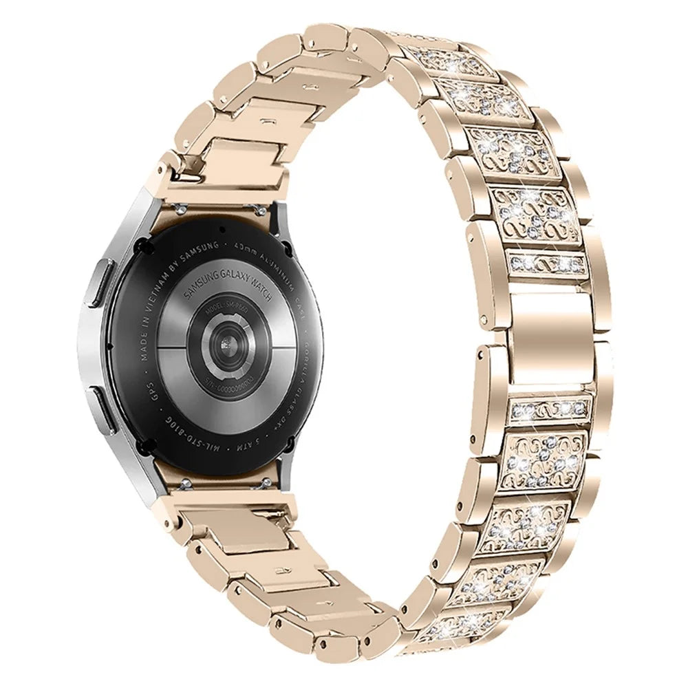 For Samsung Galaxy Watch4 Active 40mm / 44mm / Watch4 Classic 42mm / 46mm Watch Strap Bling Rhinestone Stainless Steel Replacement Watch Wrist Band - Gold - 2
