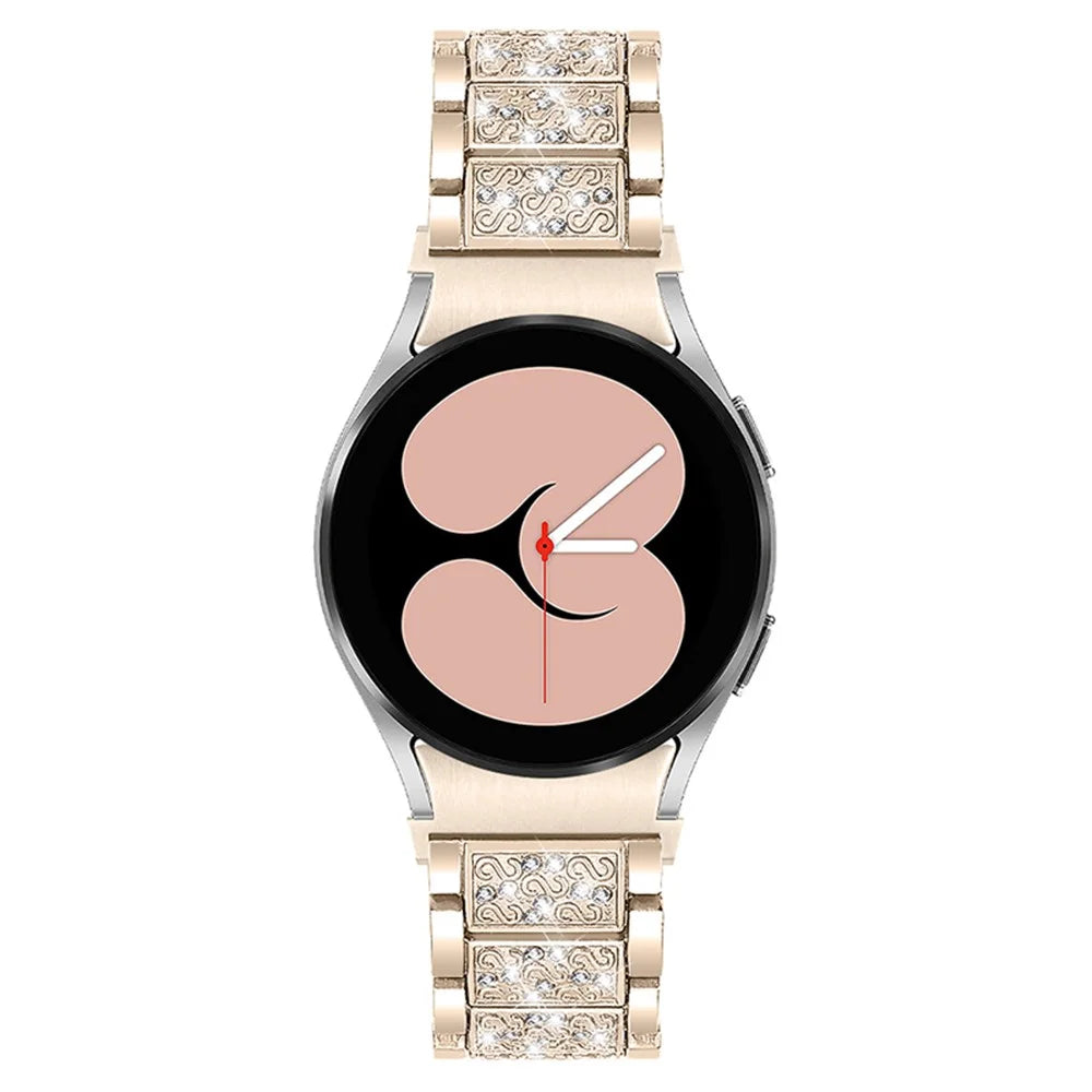 For Samsung Galaxy Watch4 Active 40mm / 44mm / Watch4 Classic 42mm / 46mm Watch Strap Bling Rhinestone Stainless Steel Replacement Watch Wrist Band - Gold - 3