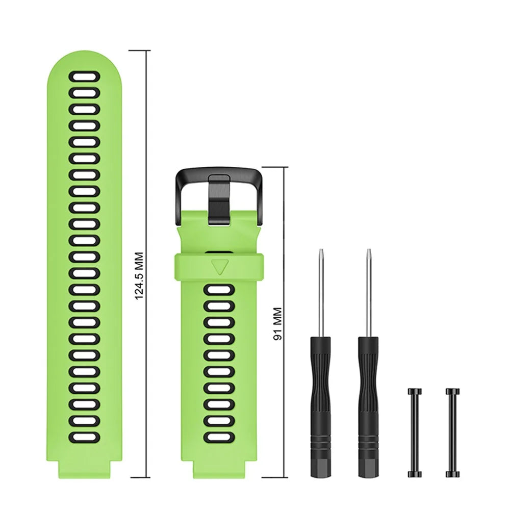 For Garmin Forerunner 235 / 230 / 620 / 630 / 220 / 735 / 735XT Replacement Watch Band Watch Strap with Black Buckle / Spring Bar Universal 22mm Silicone Watchband - Green / Black - 4