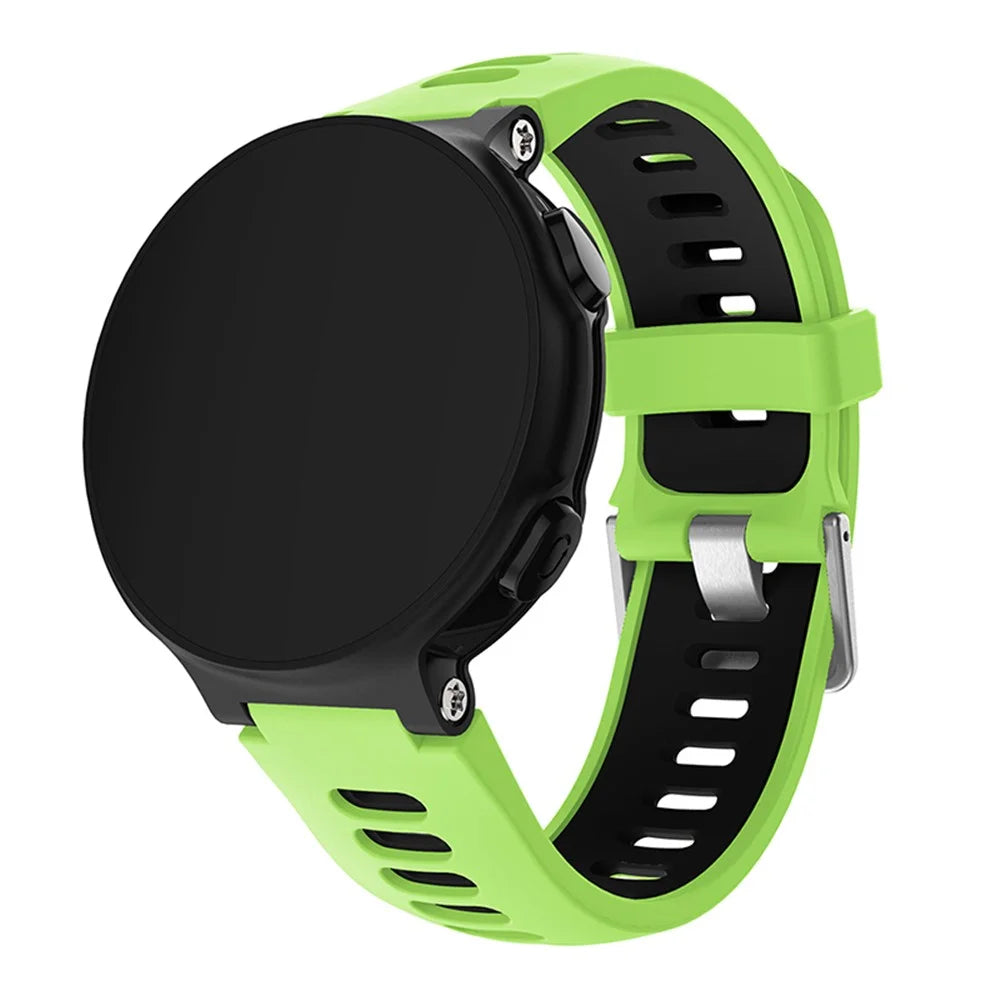For Garmin Forerunner 235 / 230 / 620 / 630 / 220 / 735 / 735XT Silicone Watch Band Silver Buckle Watch Strap with Spring Bar Universal 22mm Replacement Watchband - Green / Black - 2
