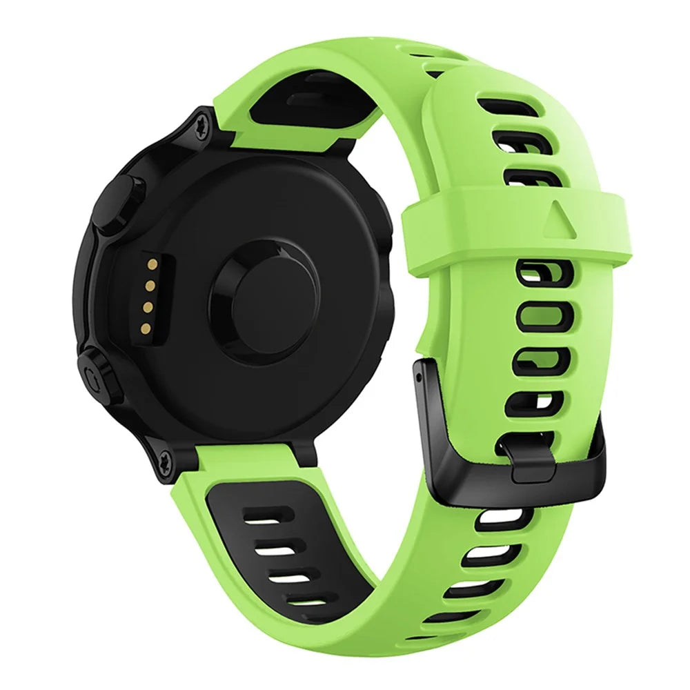 For Garmin Forerunner 235 / 230 / 620 / 630 / 220 / 735 / 735XT Silicone Watch Strap with Black Buckle Replacement Part Universal 22mm Watchband - Green / Black - 1