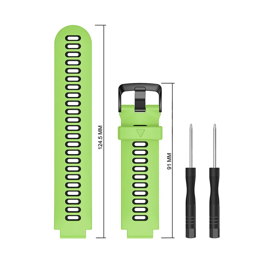 For Garmin Forerunner 235 / 230 / 620 / 630 / 220 / 735 / 735XT Silicone Watch Strap with Black Buckle Replacement Part Universal 22mm Watchband - Green / Black - 4