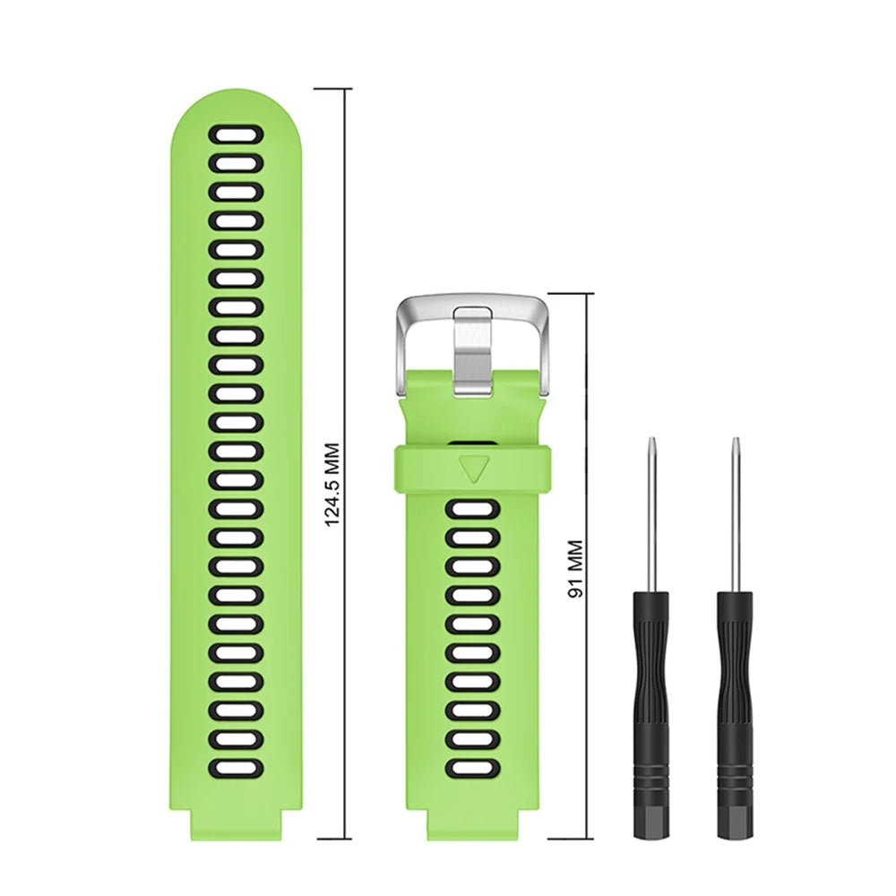 For Garmin Forerunner 235 / 230 / 620 / 630 / 220 / 735 / 735XT Silicone Watch Band Quick Release Watch Strap Replacement Part Universal 22mm Watchband with Silver Buckle - Green / Black - 4