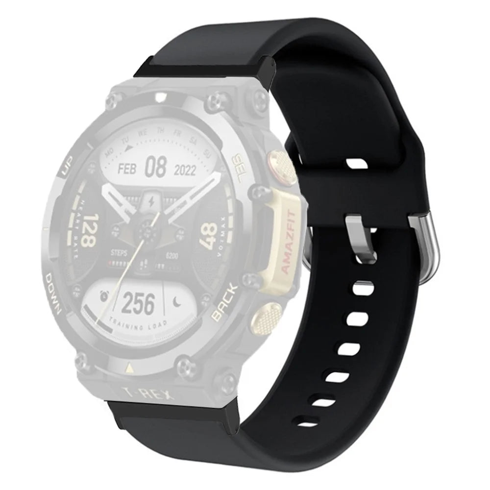 For Huami Amazfit T-Rex 2 Silicone Watch Strap Adjustable Wrist Band with Square Pin Buckle - Black - 1