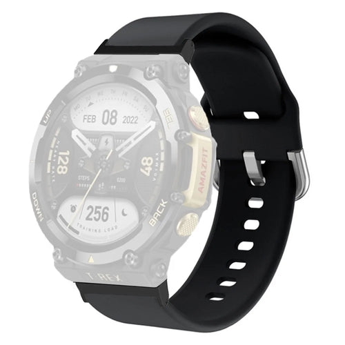 For Huami Amazfit T-Rex 2 Silicone Watch Strap Adjustable Wrist Band with Square Pin Buckle - Black - 1