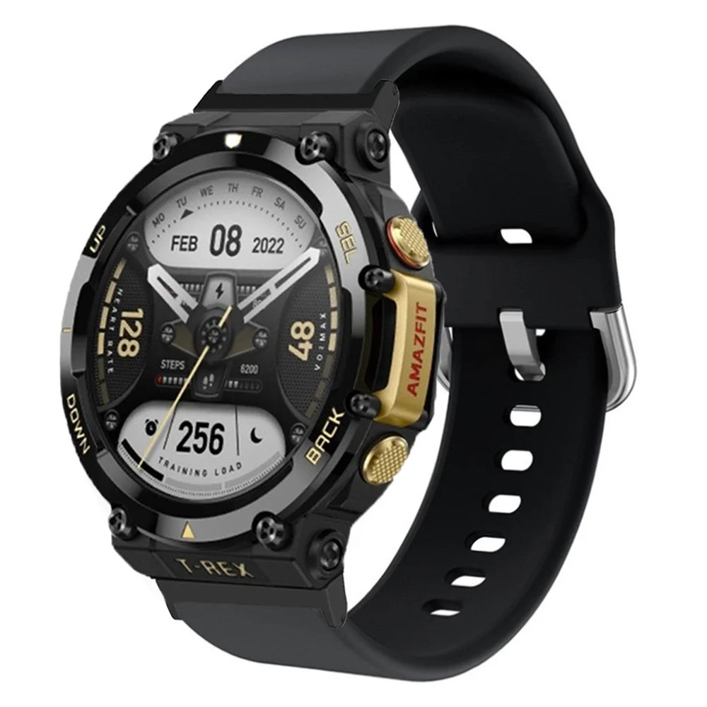 For Huami Amazfit T-Rex 2 Silicone Watch Strap Adjustable Wrist Band with Square Pin Buckle - Black - 4