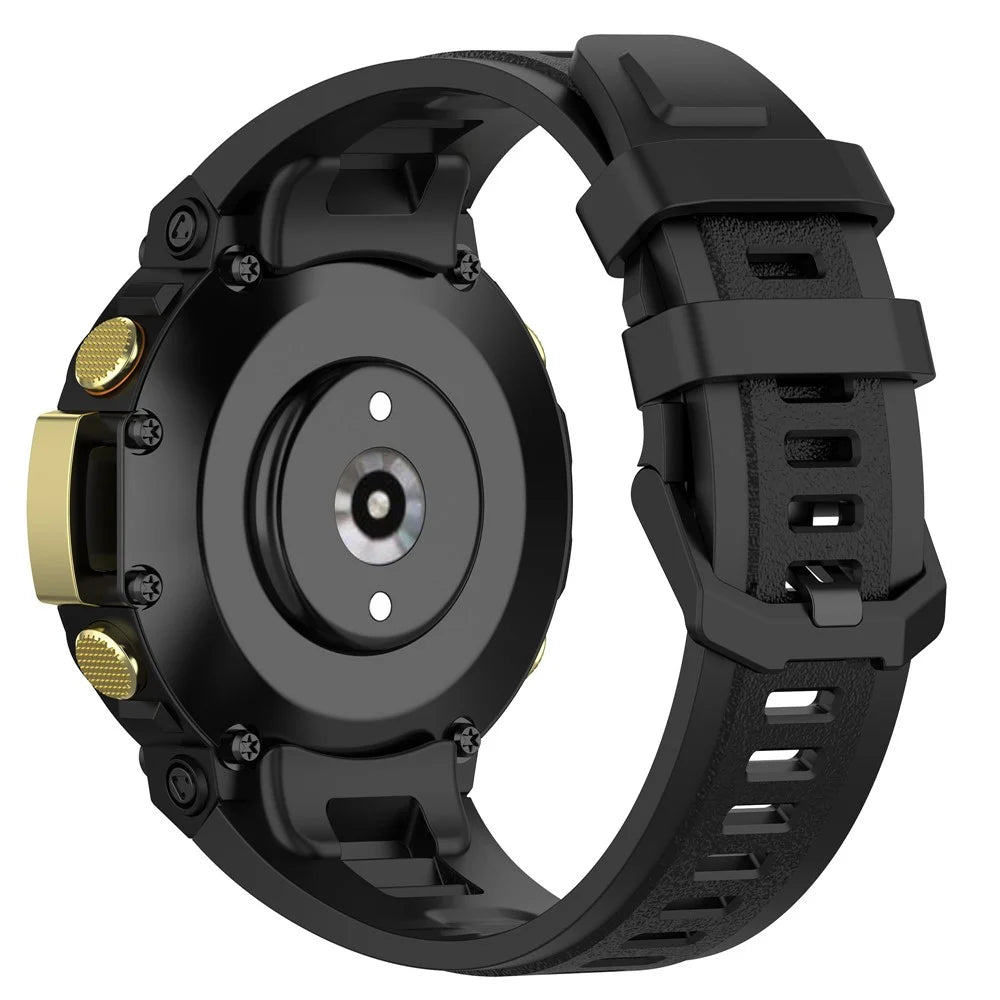 For Huami Amazfit T-Rex 2 Strap Replacement Universal 22mm Silicone Watch Band - Black - 1