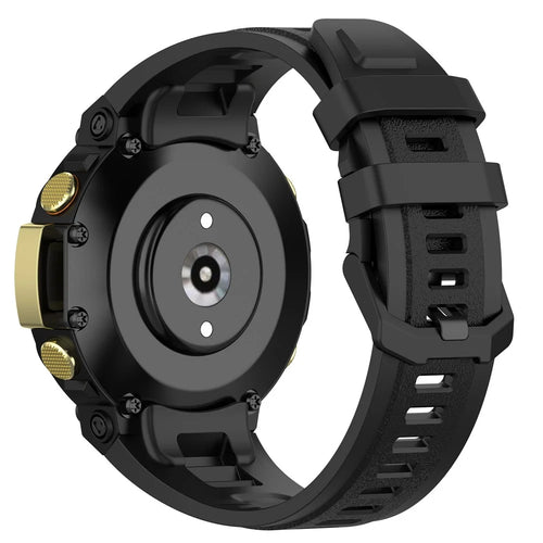 For Huami Amazfit T-Rex 2 Strap Replacement Universal 22mm Silicone Watch Band - Black - 1