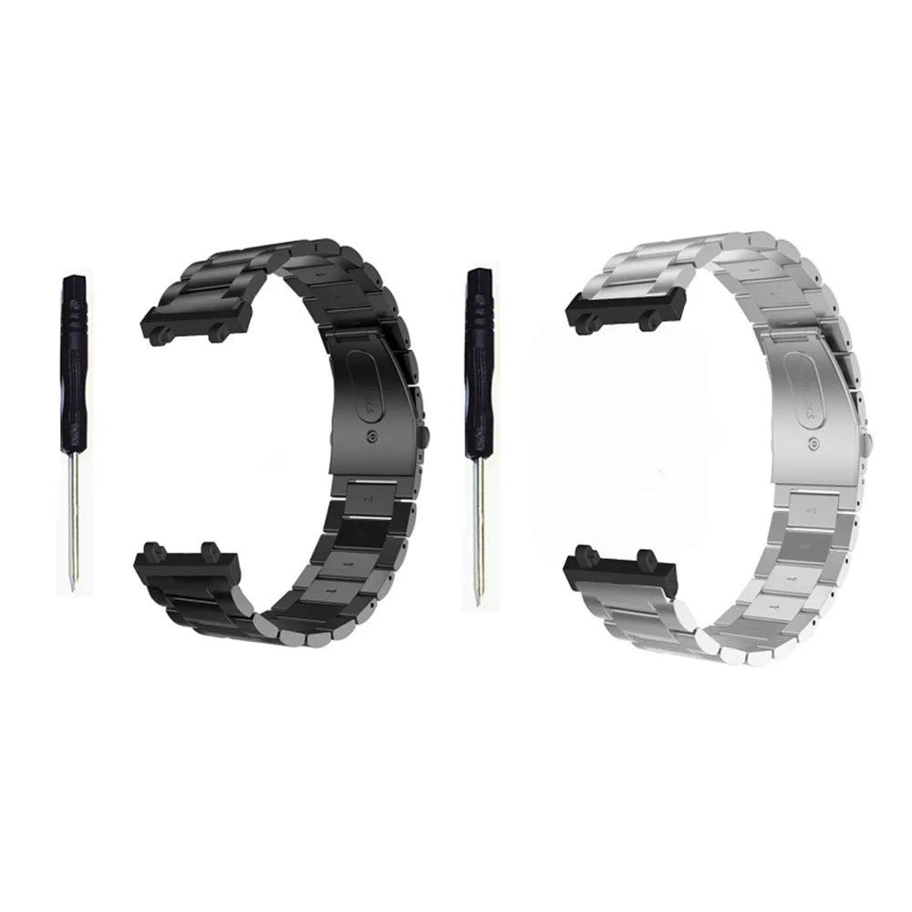 For Huami Amazfit T-Rex 2 Stainless Steel Watch Strap Folding Buckle Three Beads Wrist Band - Black - 5