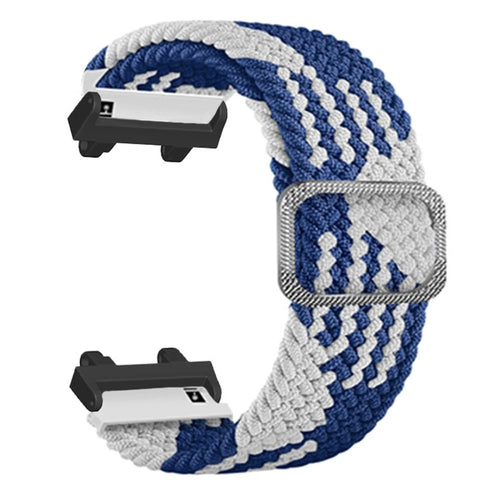 Watch Strap for Huami Amazfit T-Rex 2, Nylon Braided Adjustable Loop Wrist Band Replacement - Blue / White - 1