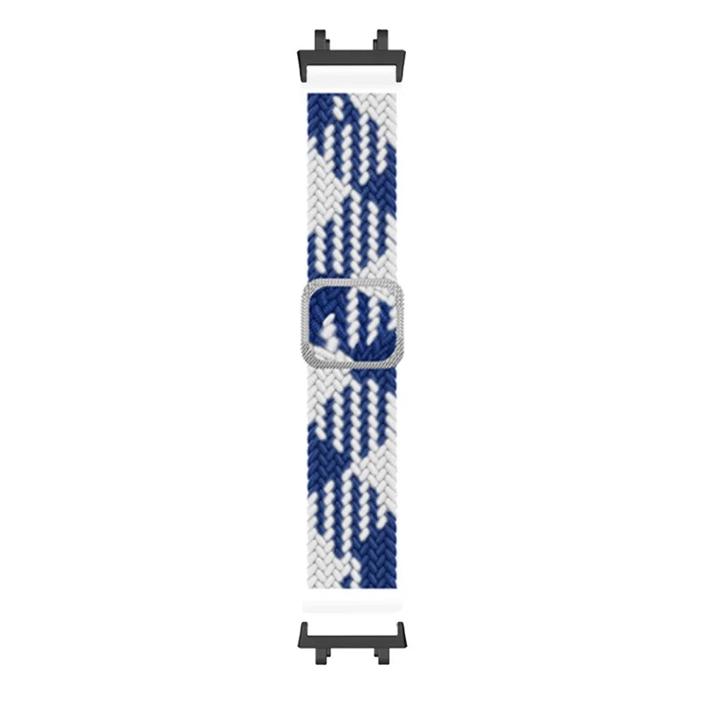 Watch Strap for Huami Amazfit T-Rex 2, Nylon Braided Adjustable Loop Wrist Band Replacement - Blue / White - 3