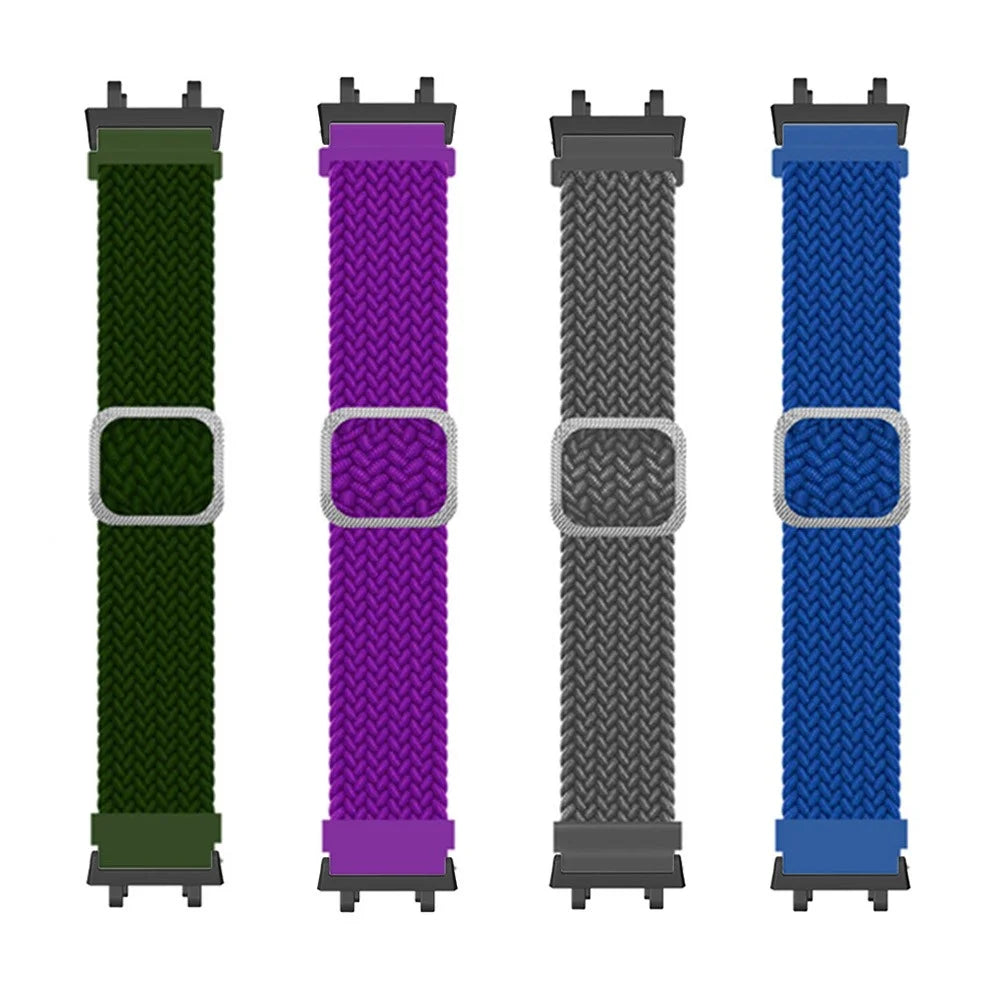 Watch Strap for Huami Amazfit T-Rex 2, Nylon Braided Adjustable Loop Wrist Band Replacement - Blue / White - 5