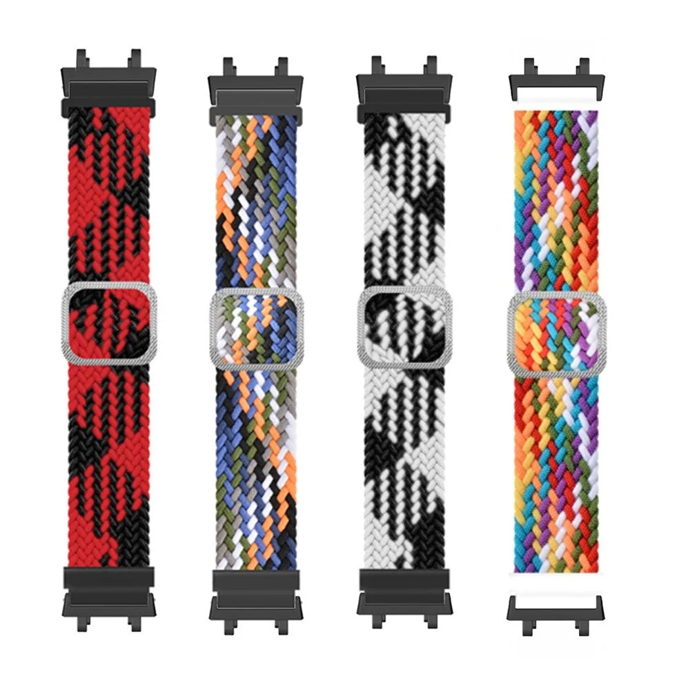 Watch Strap for Huami Amazfit T-Rex 2, Nylon Braided Adjustable Loop Wrist Band Replacement - Blue / White - 6