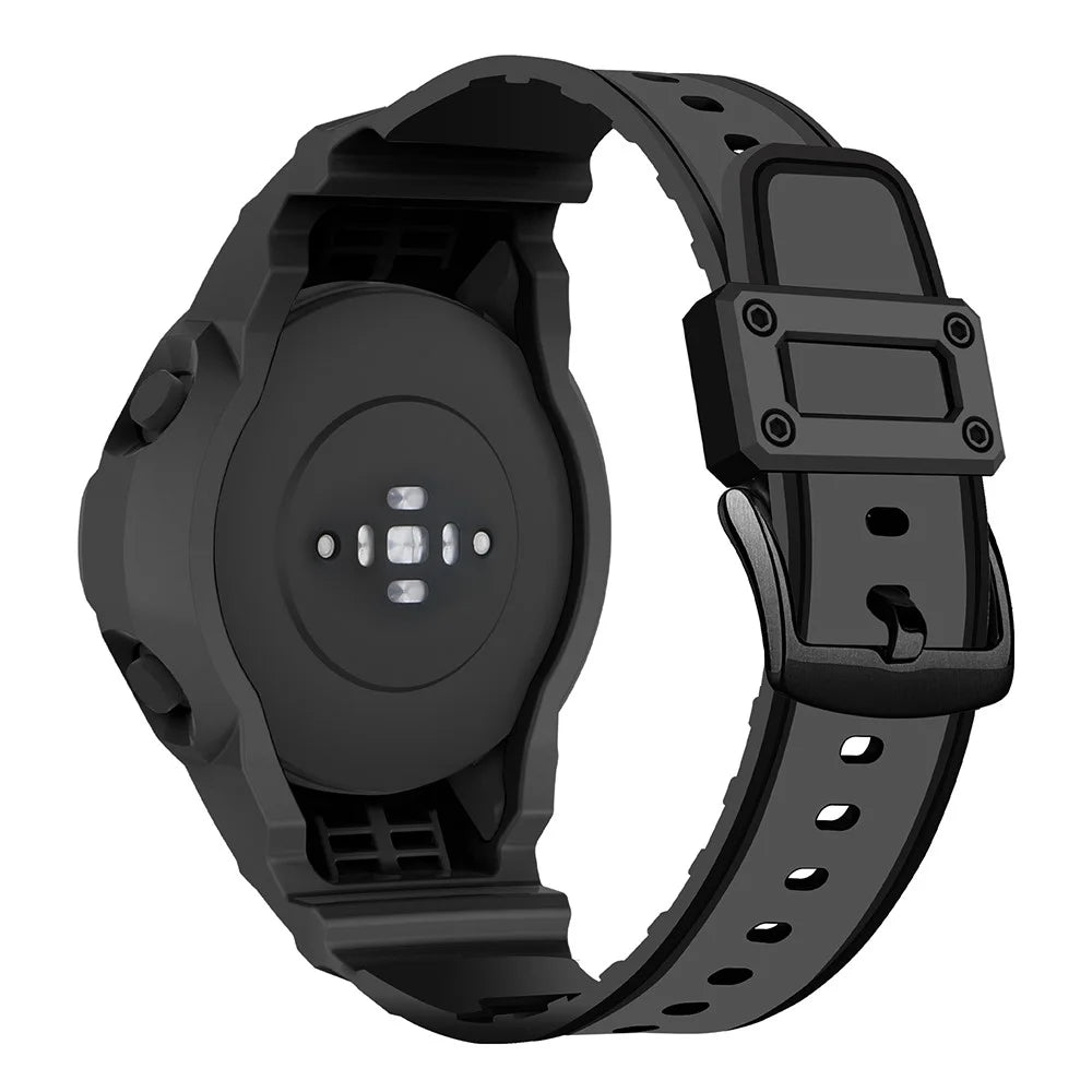 For Xiaomi Mi Watch Color Sports Watch Band+Watch Case 2-in-1 TPU Watch Strap Replacement Watchband with Buckle - Black - 1