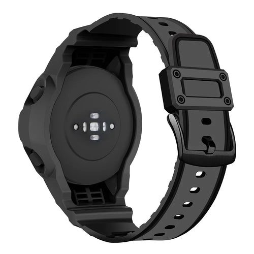 For Xiaomi Mi Watch Color Sports Watch Band+Watch Case 2-in-1 TPU Watch Strap Replacement Watchband with Buckle - Black - 1