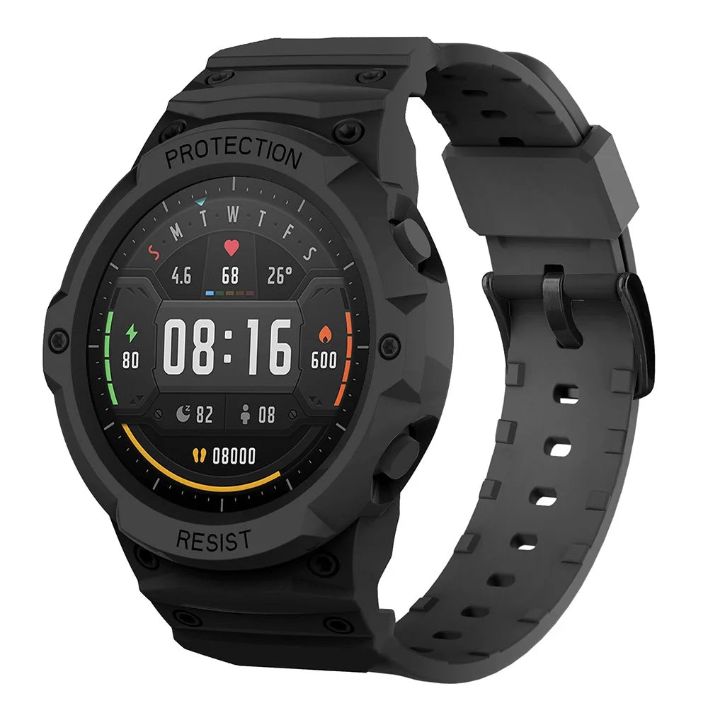 For Xiaomi Mi Watch Color Sports Watch Band+Watch Case 2-in-1 TPU Watch Strap Replacement Watchband with Buckle - Black - 2
