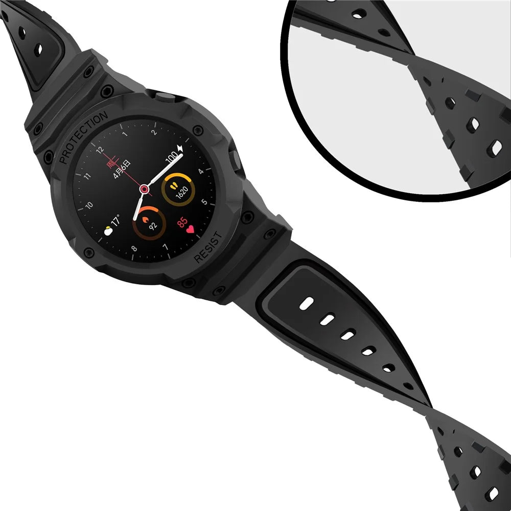 For Xiaomi Mi Watch Color Sports Watch Band+Watch Case 2-in-1 TPU Watch Strap Replacement Watchband with Buckle - Black - 4