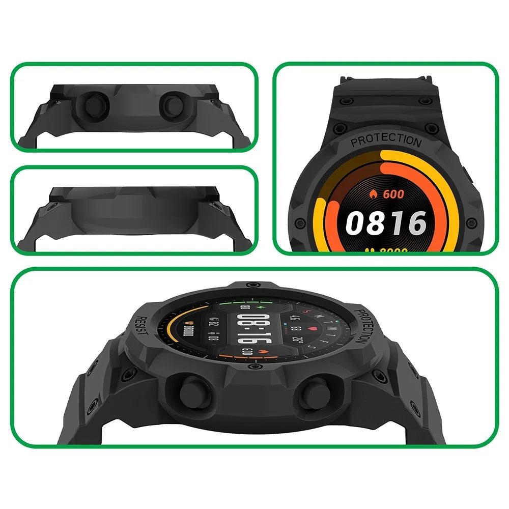 For Xiaomi Mi Watch Color Sports Watch Band+Watch Case 2-in-1 TPU Watch Strap Replacement Watchband with Buckle - Black - 5