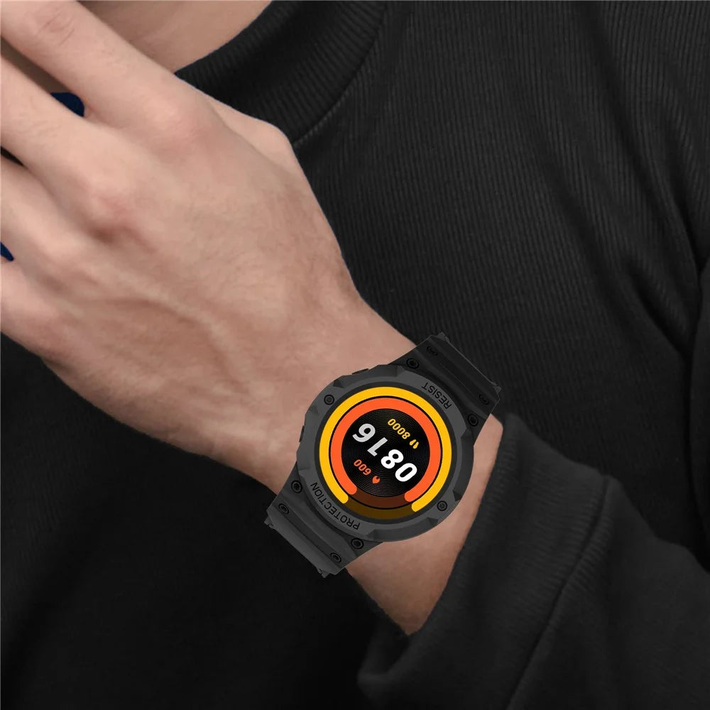 For Xiaomi Mi Watch Color Sports Watch Band+Watch Case 2-in-1 TPU Watch Strap Replacement Watchband with Buckle - Black - 6